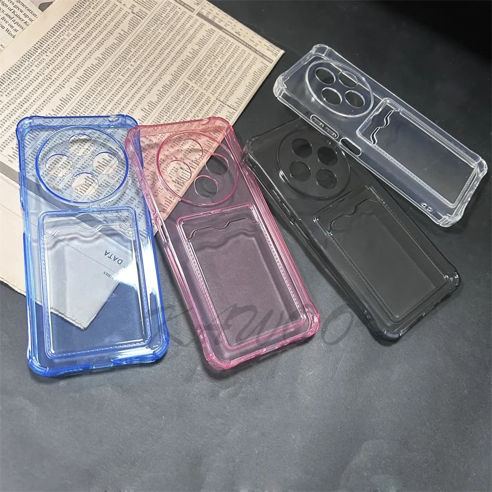 Redmi 14C A3 Case Transparent Card Slots Wallet Holder Slim Soft TPU Cover Cellur Phone Funda Capa Coque