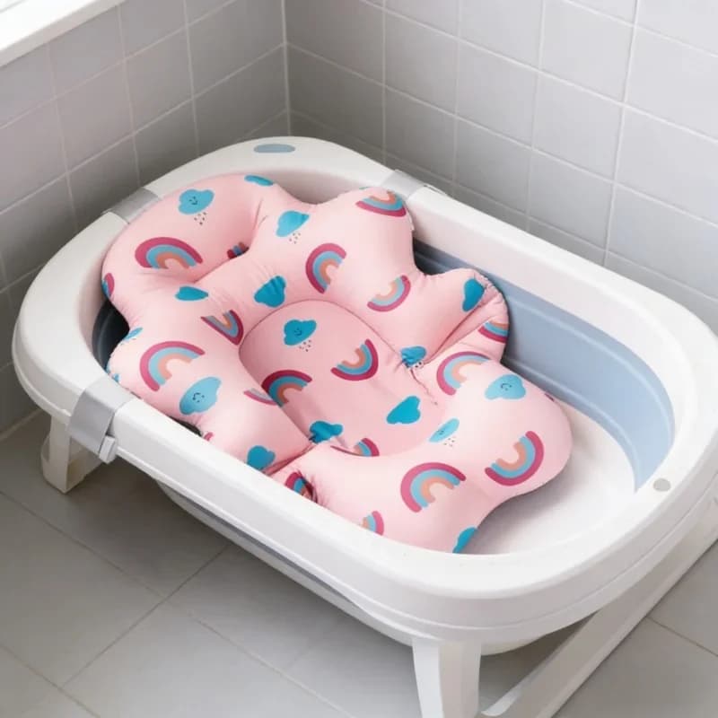 Tappetino Antiscivolo per Vasca da Bagno, Cuscino di Supporto Morbido e Confortevole per Neonati, Sicurezza e Assistenza durante il Bagnetto