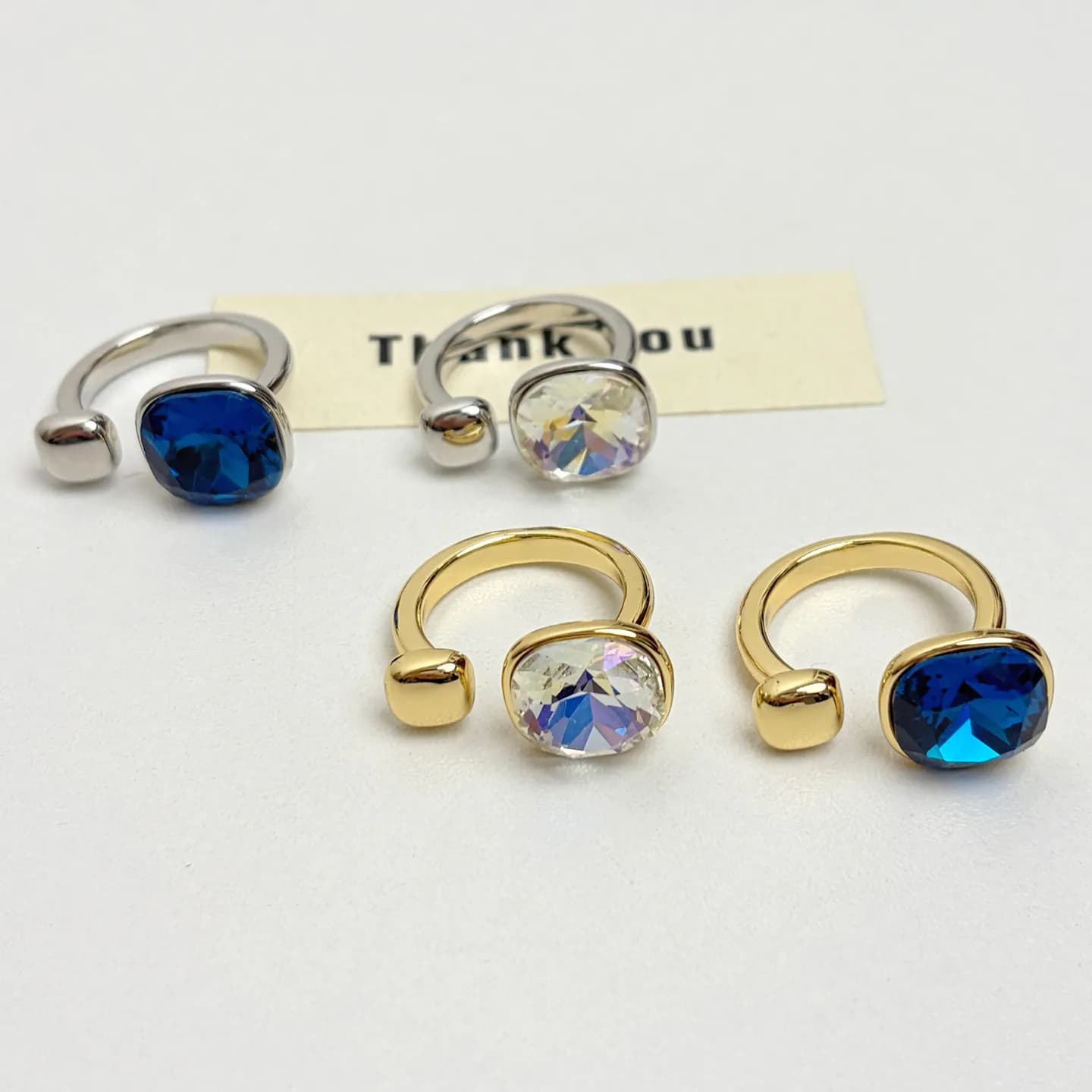 Anello Aperto con Gemma di Lusso per Donne, Antiossidante, Elegante Anello alla Moda, Gioiello Regalo