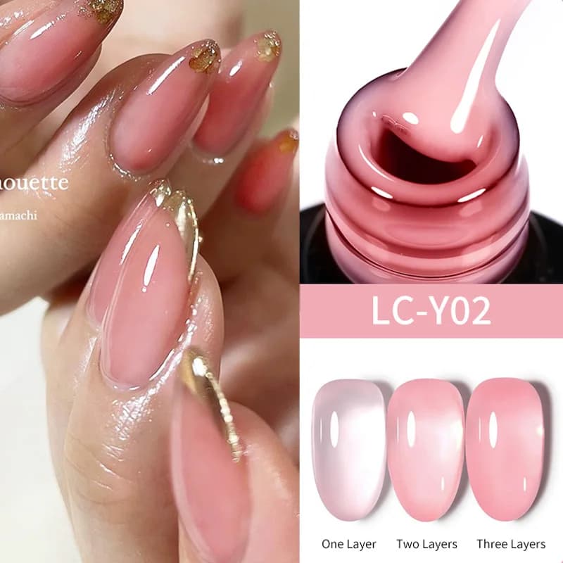 LILYCUTE 7ML Jelly Pink Smalto per unghie gel nudo Smalto gel colorato traslucido Soak Off Gel UV semipermanente Base per nail art Top Coat