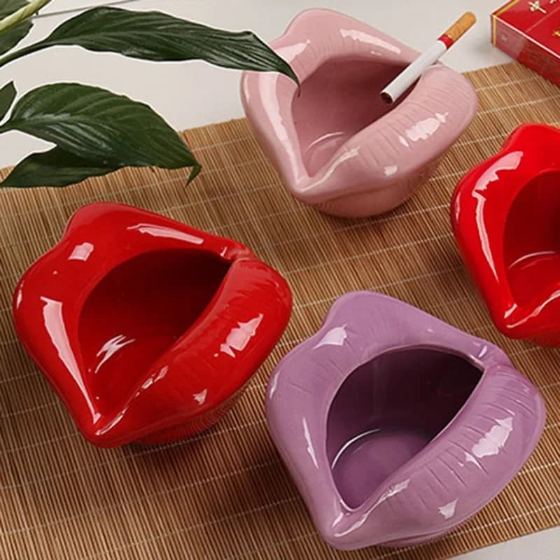 Posacenere in Ceramica a Forma di Labbra, Vaso per Fiori Mini Cartoon, Decorazione Trendy per la Casa, Regalo per Fidanzato