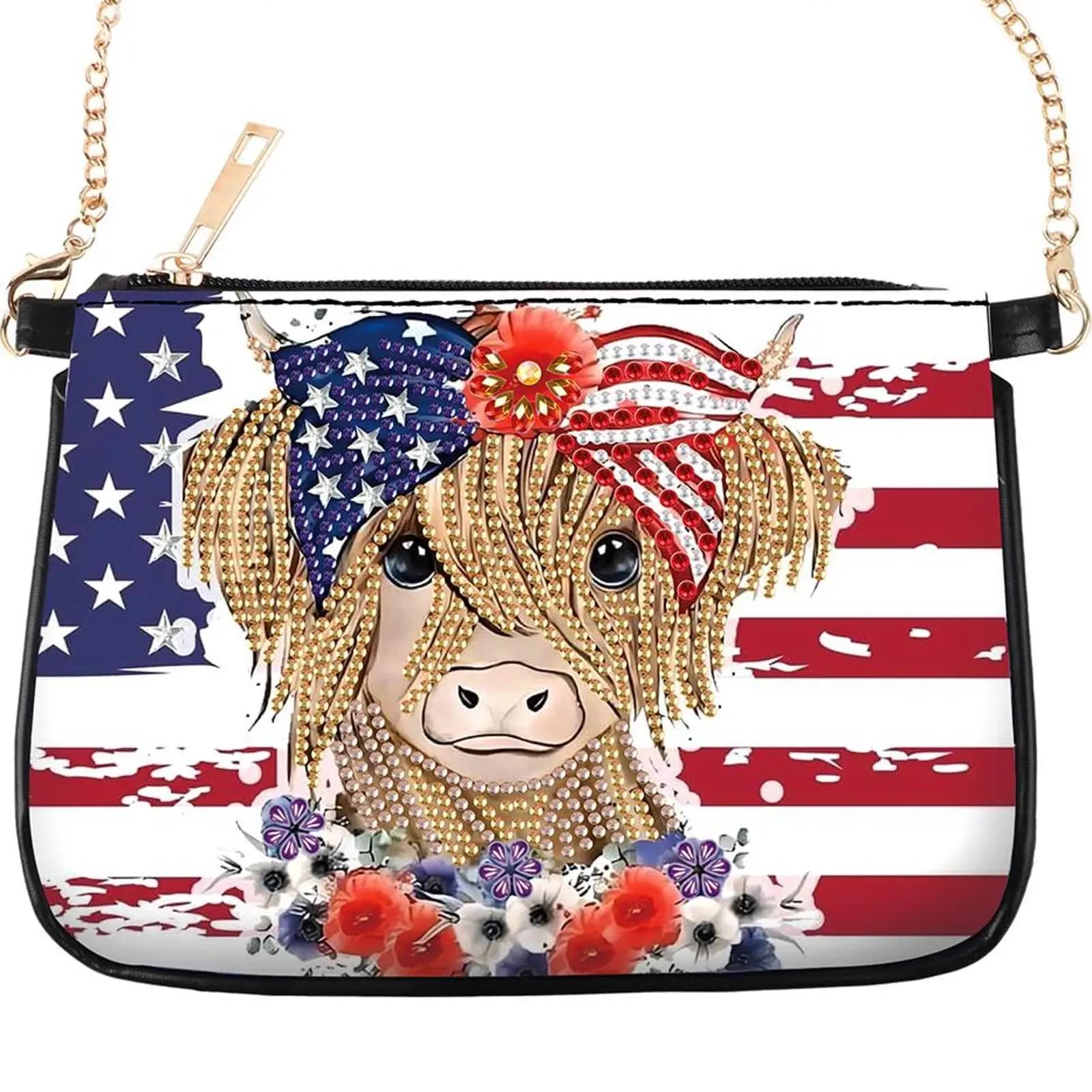 Special Flower Shape Clutch Bag with Diamonds, 5D DIY Shoulder Bag with Rhinestones and Diamonds, Shoulder Bag with Embroidery for Women and Girls