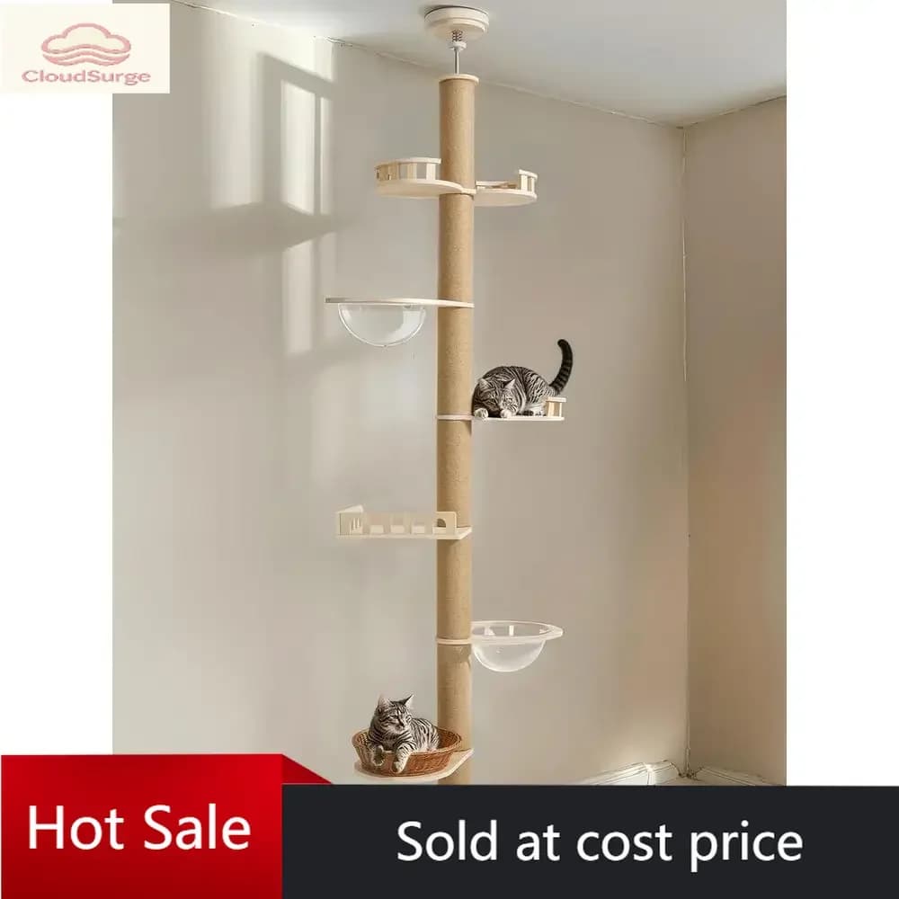 Promozione a tempo limitato: Albero per gatti regolabile in altezza: 106-123 pollici, con posti di grattamento spessi, per interni, adattabile al soffitto