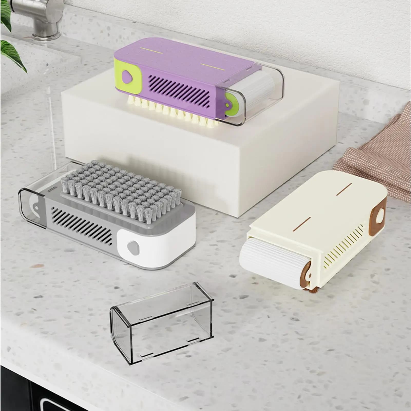 Box for laundry soap box foam soap box with roller Container for home Cleaning solution for clothes with brush for camping RV