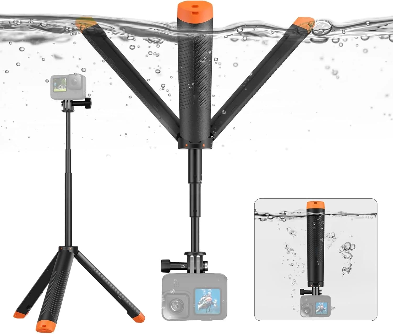 Selfie Stick Floating Hand Grip Tripod Waterproof Extendable Monopod for GoPro Hero DJI OSMO Action 6/5 Pro/4/3/Insta360 Ace Pro