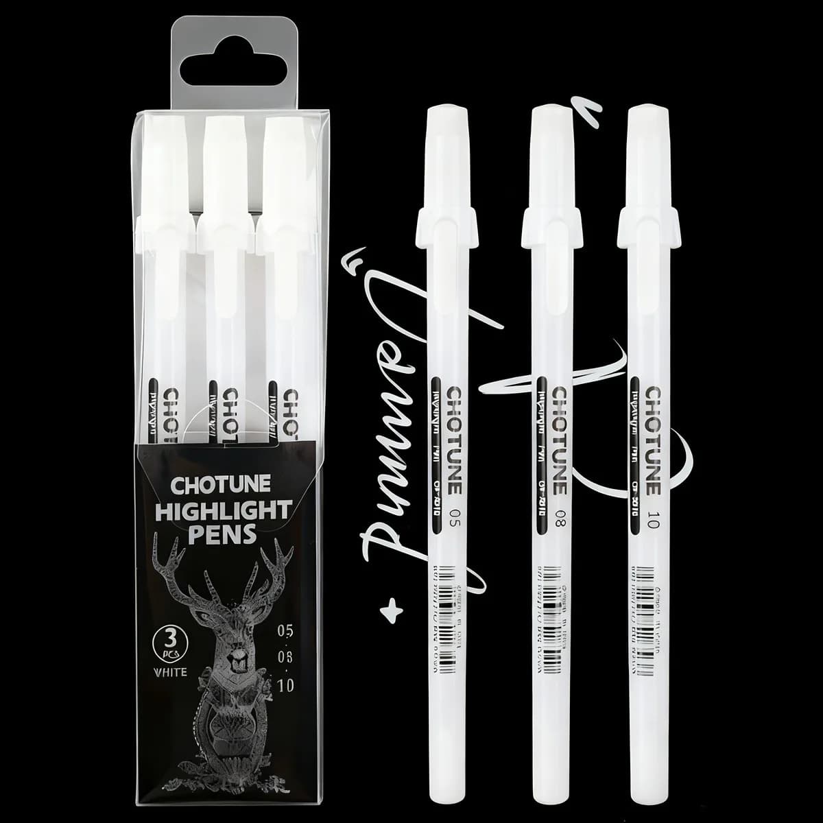 Set di 3 Evidenziatori, Pennarelli Bianchi per Graffiti, Penne per Studenti d'Arte, Pittura Anime, Penne a Base d'Olio Colorate, Penne per Quaderni, Penne per Prendere Appunti