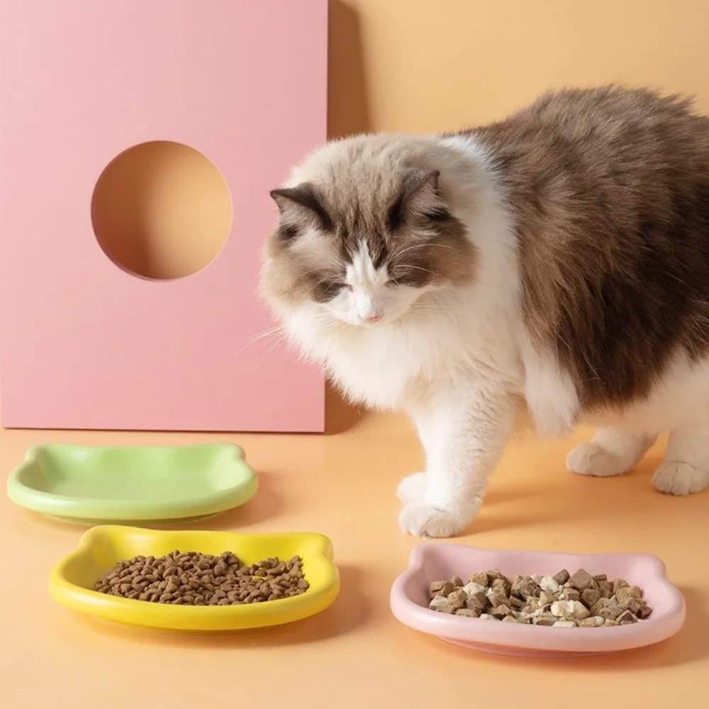 Ciotola per Gatti Creativa a Forma di Gatto, in Plastica Anti-Caduta, Antiscivolo, per Cibo e Acqua, per Gattini e Animali Domestici
