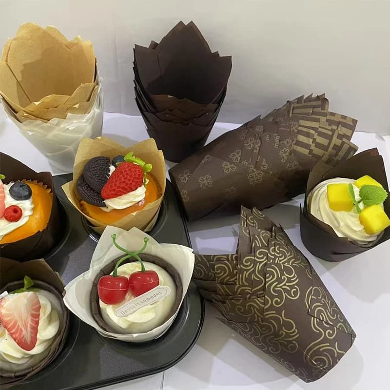 50/100/200 Pezzi Pirottini di Carta a Forma di Tulipano, Resistenti al Calore e all'Olio, Adatti per Matrimoni, Compleanni, Tea Party, Natale, San Valentino, Festa della Mamma, Cerimonie di Laurea, Ecc., Essenziali per la Cottura Casalinga