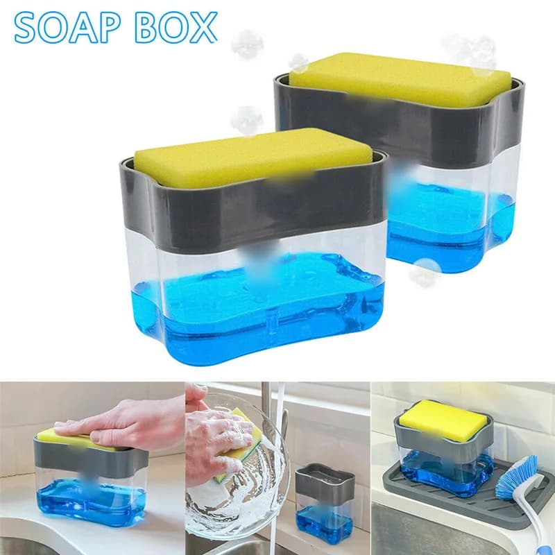 Pompa erogatrice di sapone con spugna Contenitore per dispenser di liquido per pulizia manuale Pressa manuale Organizzatore di sapone Attrezzo da cucina