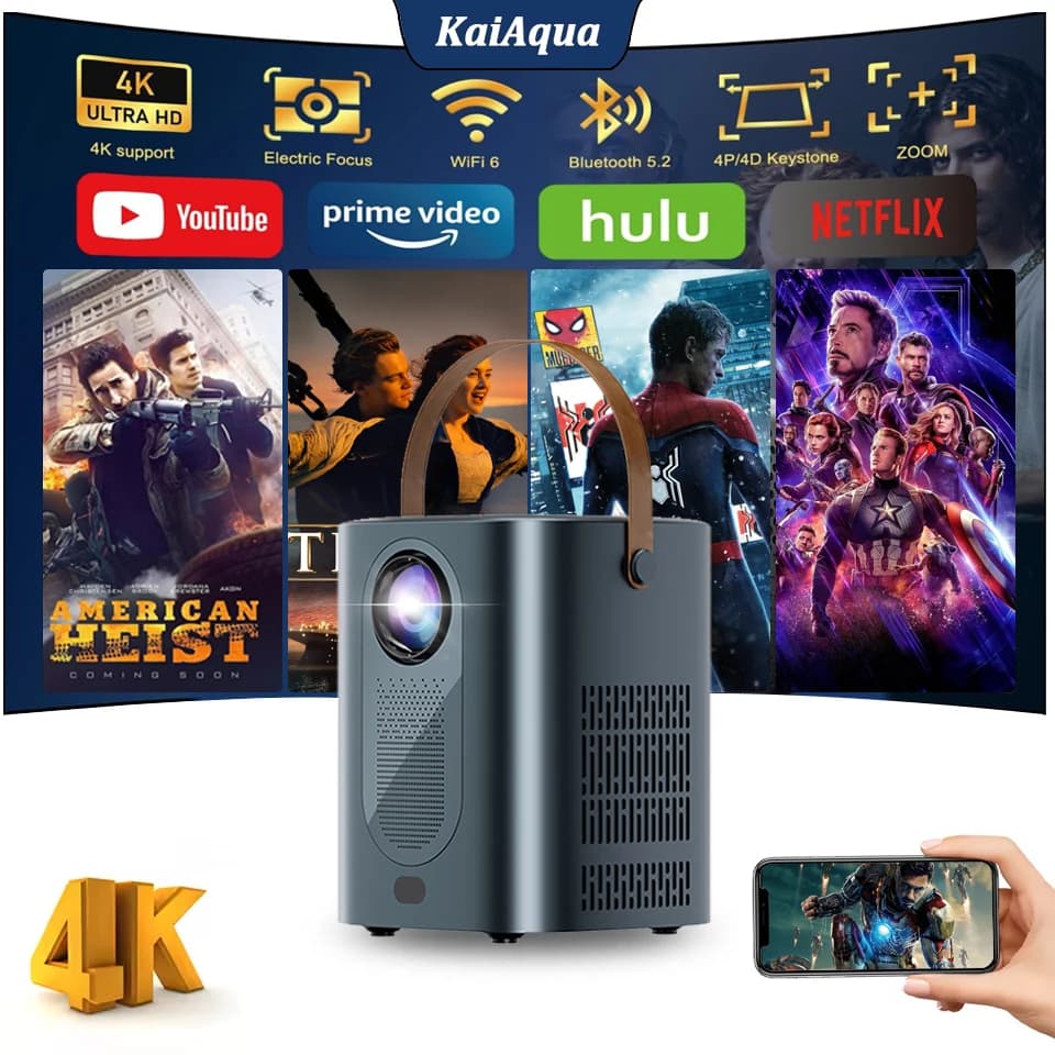 Nuovo proiettore portatile HY6 8000 lumen Mini proiettore Android 4K messa a fuoco automatica Keystone Full HD 1080P 3D Home Theater WiFi6