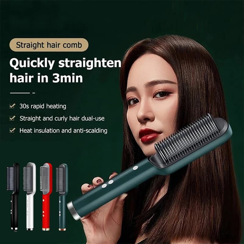 Quick Heating Professional Hair Plate, Multifunction Electric Brush for Ricci and Smooth Hair, Personal Care Tool