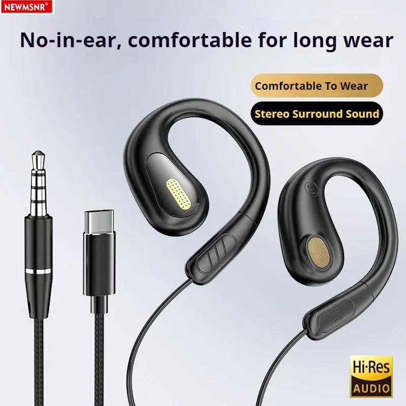 YX2 Clip-on Controllo cablato Tipo C Cuffie da 3,5 mm Suono surround 9D Auricolari per bassi Cuffie da gioco sportive Auricolari ENC per Samsung