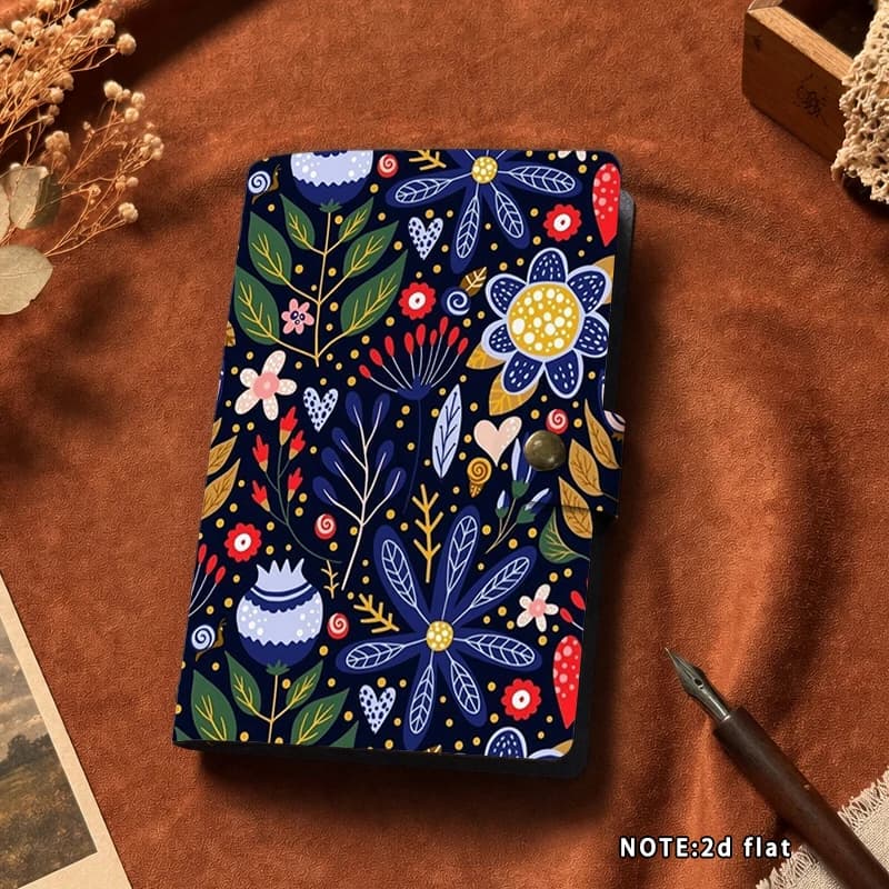 Retro Ethnic Folk Bloom Pattern A6 Notebook Portable Soft Cover Leather Diary Sweet Women Gift Travel Planner Writing Notepad St