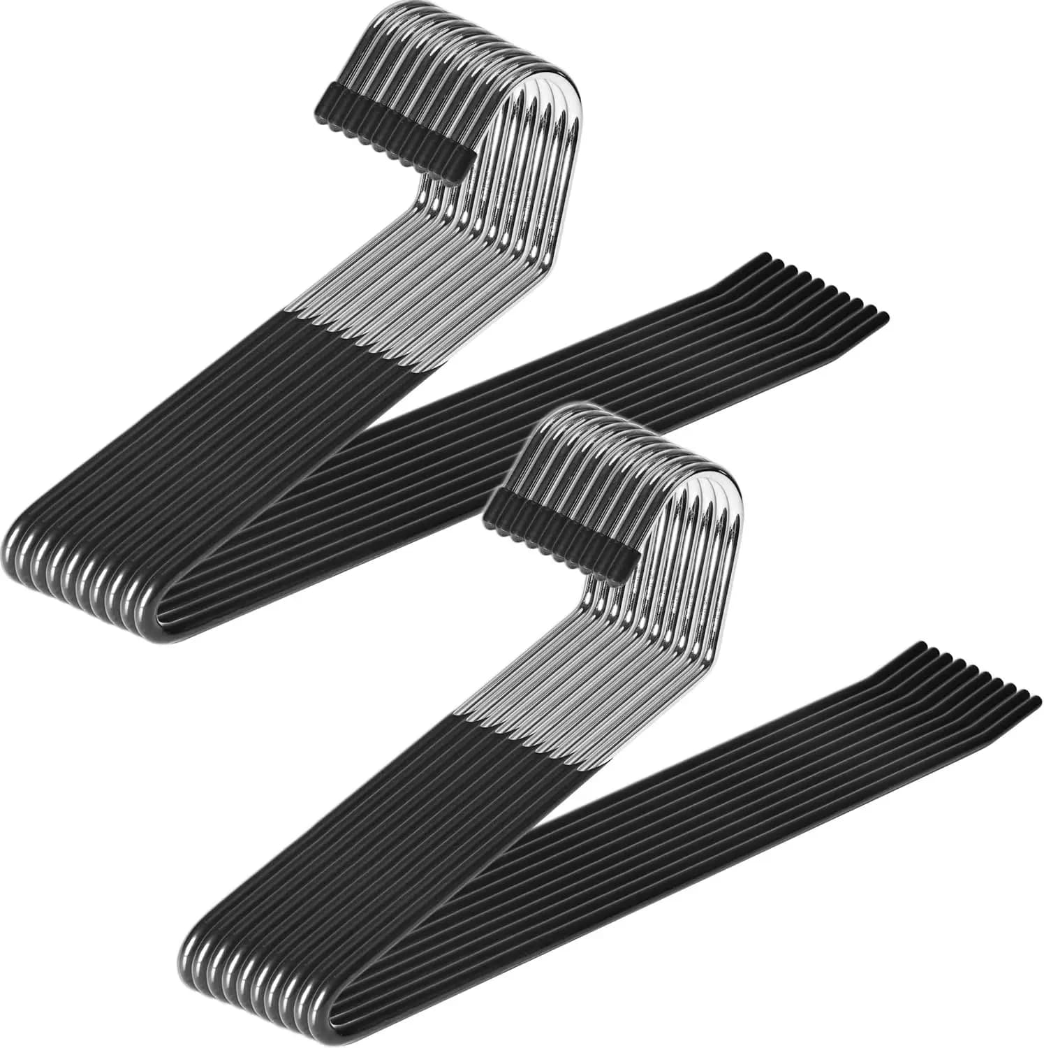 Pants Hangers Non Slip - Open Ended Pants and Jean Hangers for Closet - Space Saving Clothes Hanger - Strong, Durable, Metal Pant Hangers (Black 2O Pack)