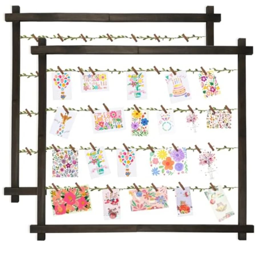 Cornice Portafoto con 30 Clip, Decorazione Murale per Appendere Foto, Opere d'Arte, Cartoline, Biglietti d'Auguri -2