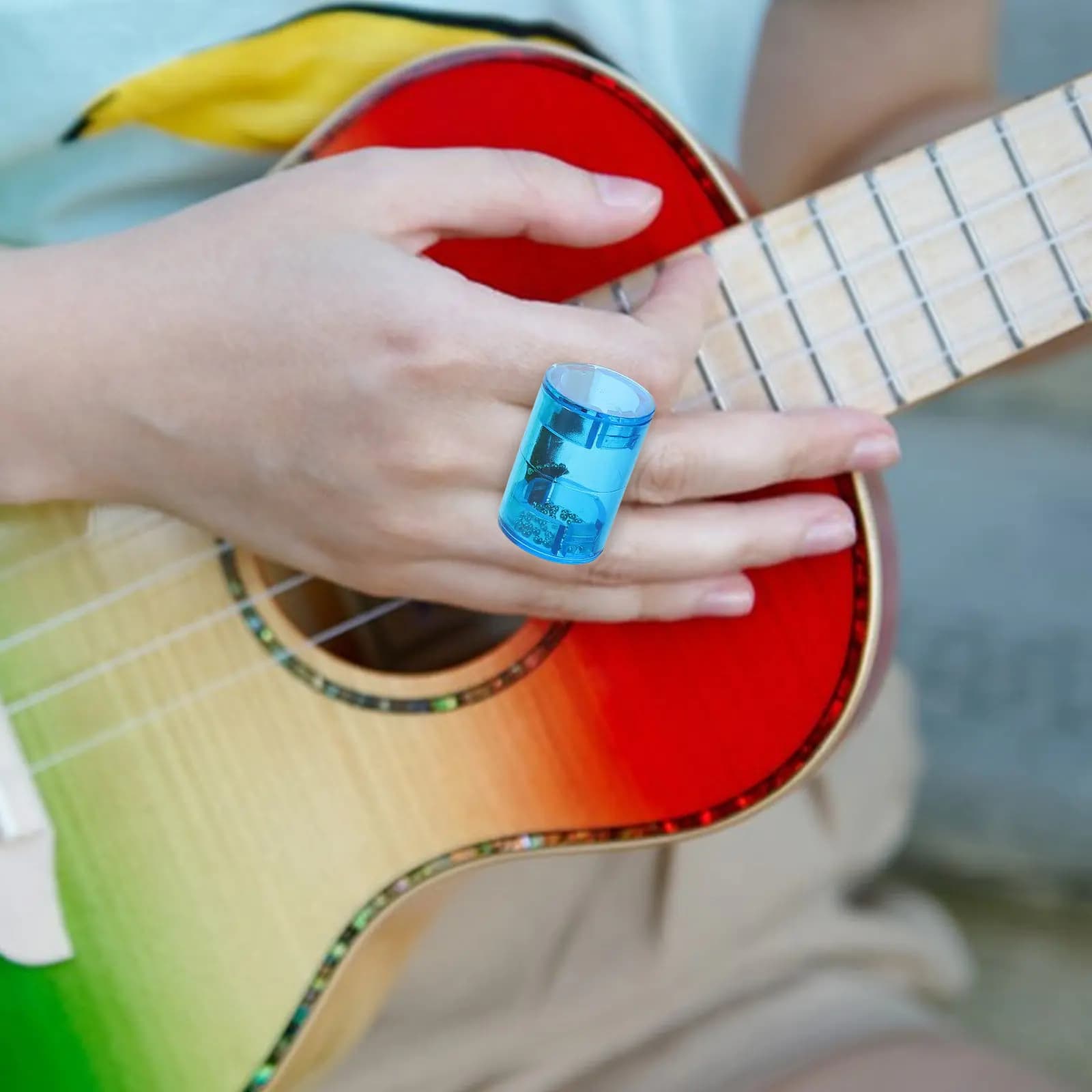 4 Pezzi Campanelli a Dito per Ukulele, Shaker in Plastica, Martello Ritmico, Accessori per Strumenti Musicali, Chitarra, Mandolino, Banjo, Cajon