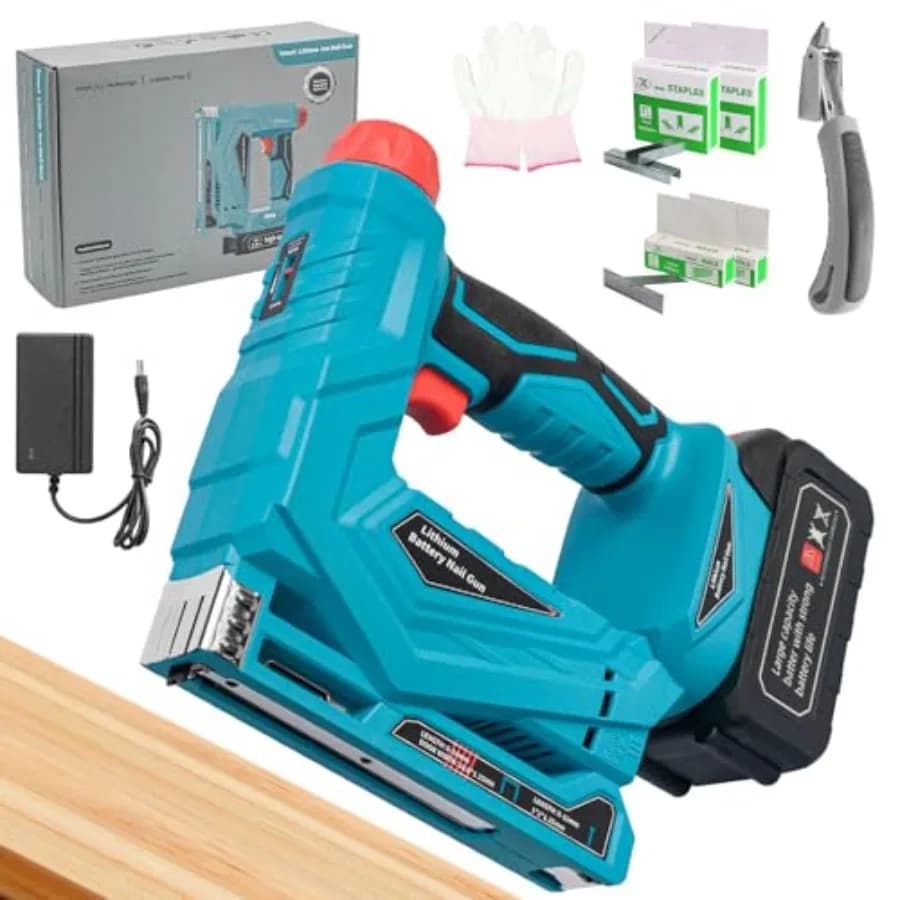 Pistola Sparachiodi e Graffatrice a Batteria 18V 2-in-1 con 4000 Graffette e Chiodi, Pistola Elettrica per Tappezzeria