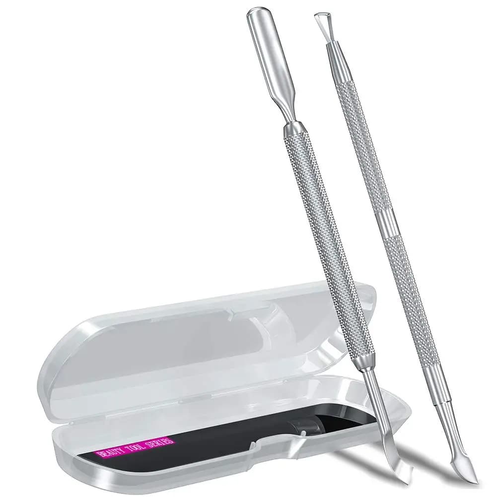 Set di 2 strumenti per unghie in acciaio inossidabile con 4 testine per la cura delle cuticole e la rimozione dello smalto gel