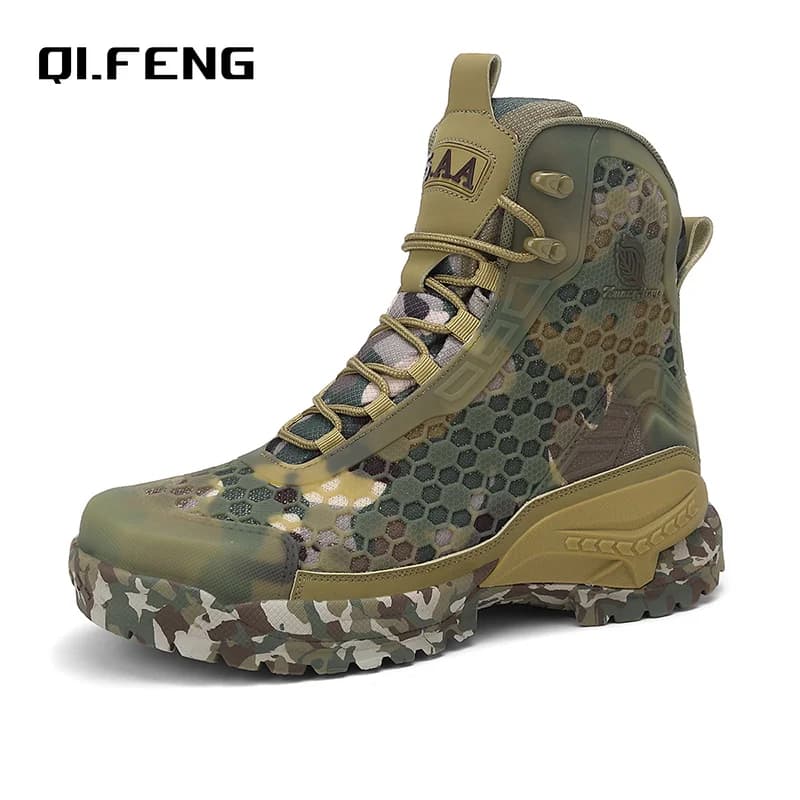 Men's Oversized Off-road Hiking Training Boots Outdoor Travel Mountaineering Boots Autumn Winter High Top Camouflage Sneaker
