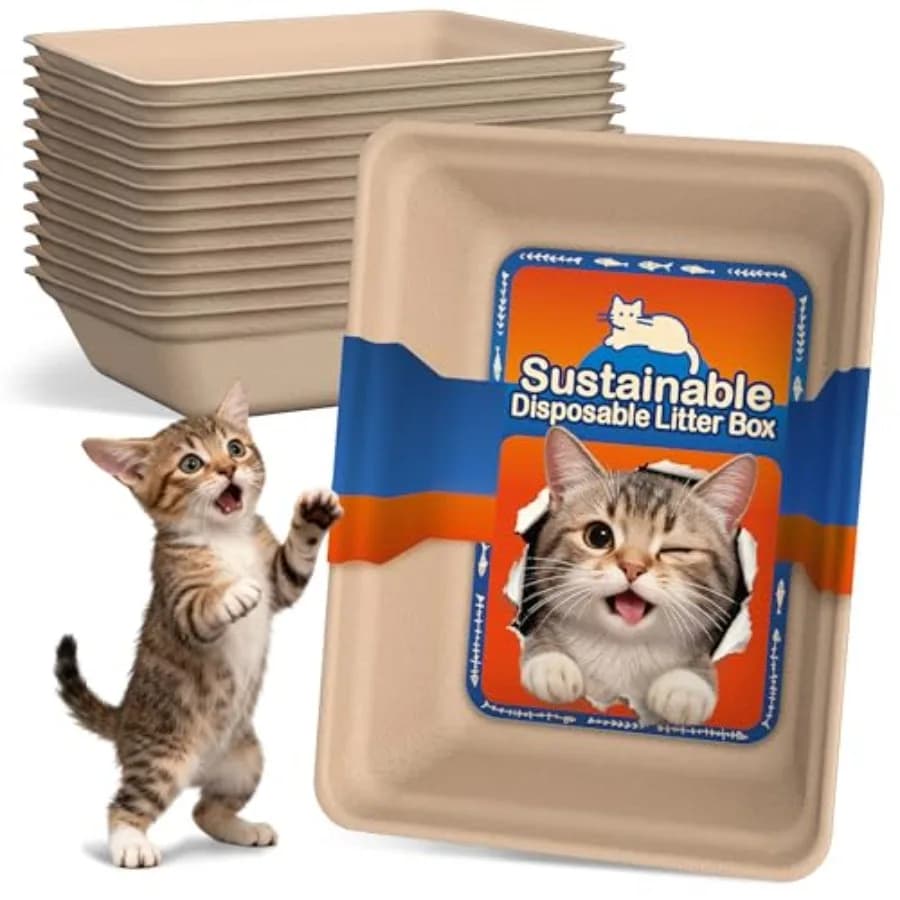 12-Pack Disposable Litter Boxes for Cats: 8/12/16 Portable Leak-Proof and Odor Control Tray for Kitty Foster Cats Indoor Travel