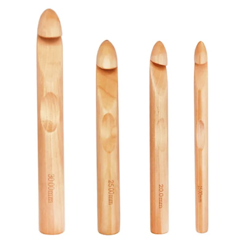 4Pcs Crochet Hook Set 15/20/25/30mm Wooden DIY Knitting Needles with Handles
