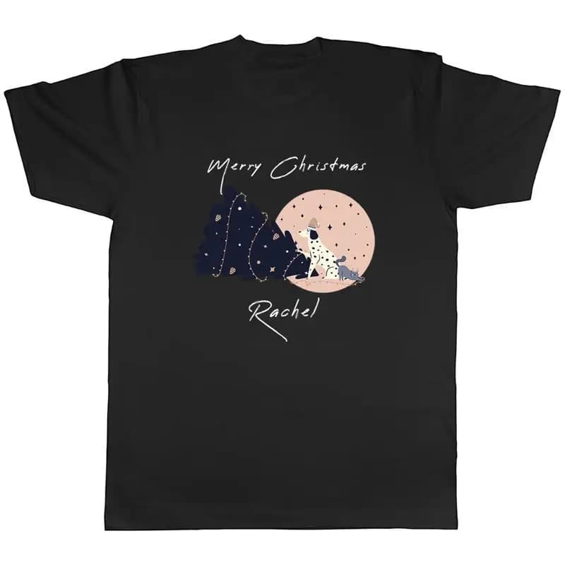 Personalised Fallen Down Christmas Tree Mens TShirt Xmas Dog Cat Tee Gift