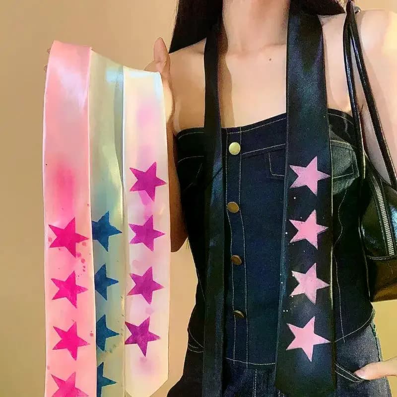 Star Gradient Tie For Women Sweet Decorative Scarf Belt Trendy Edgy High-End Long Waist Accessory