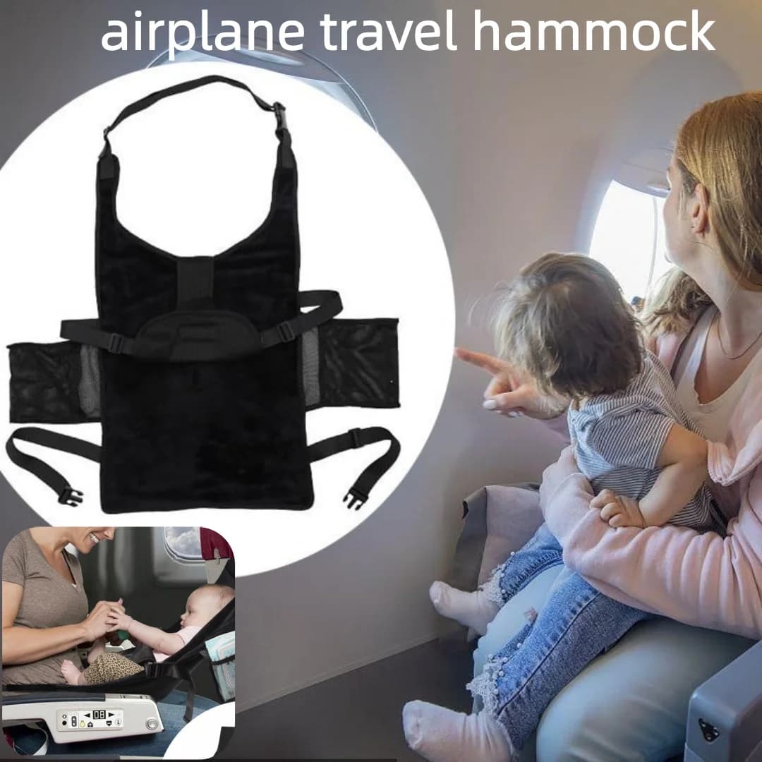 Estensore per Sedile Aereo per Bambini con Tasca Laterale, Lettino da Viaggio Portatile, Culla per Auto con Poggiapiedi per Viaggi in Aereo