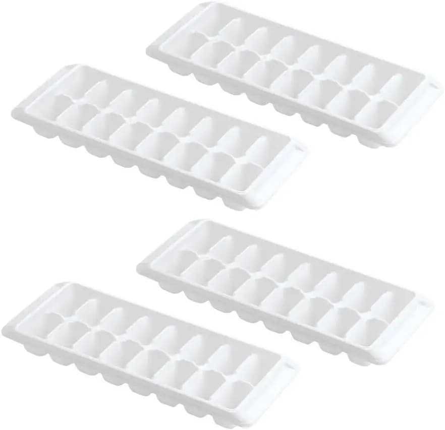 Vassoio per cubetti di ghiaccio bianchi a rilascio facile, 16 cubetti per vassoio (confezione da 4 - totale 64 cubetti) per congelamento rapido