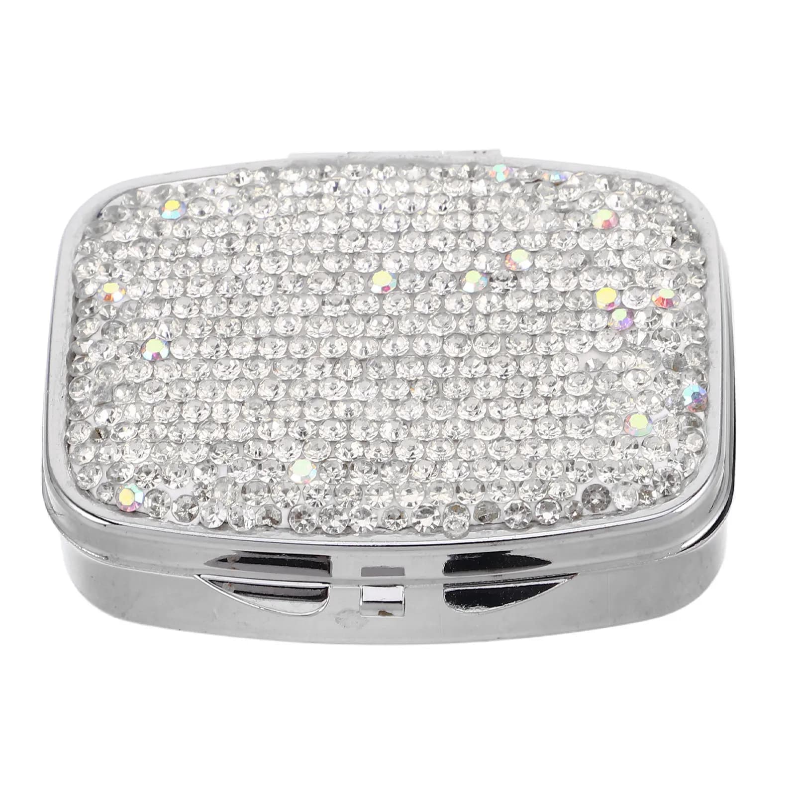 Mini travel pills, robust structure, sparkling decoration, portable medicine case, for daily vitamin supplements in movement