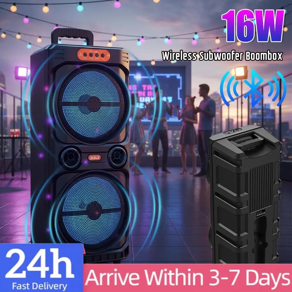 16W Column Stereo Speaker with Low Powers, Wireless BT Speaker with Remote Control for Dance Party and Karaoke Family