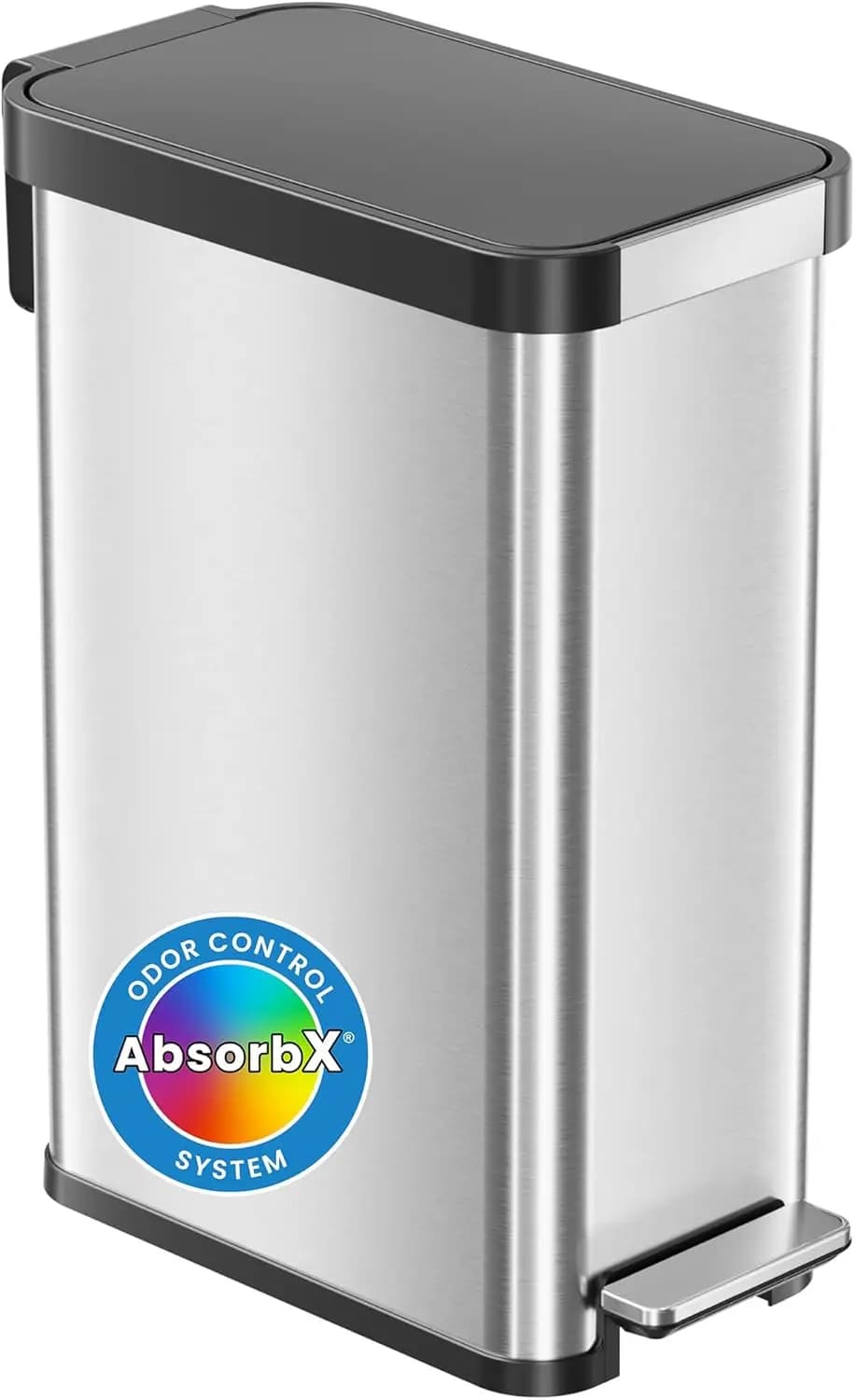 Cestino per Rifiuti con Pedale da 13,2 Galloni, Filtro Antiodore, Coperchio a Chiusura Morbida, in Acciaio Inox, Bidone per Riciclaggio Senza Contatto per Cucina