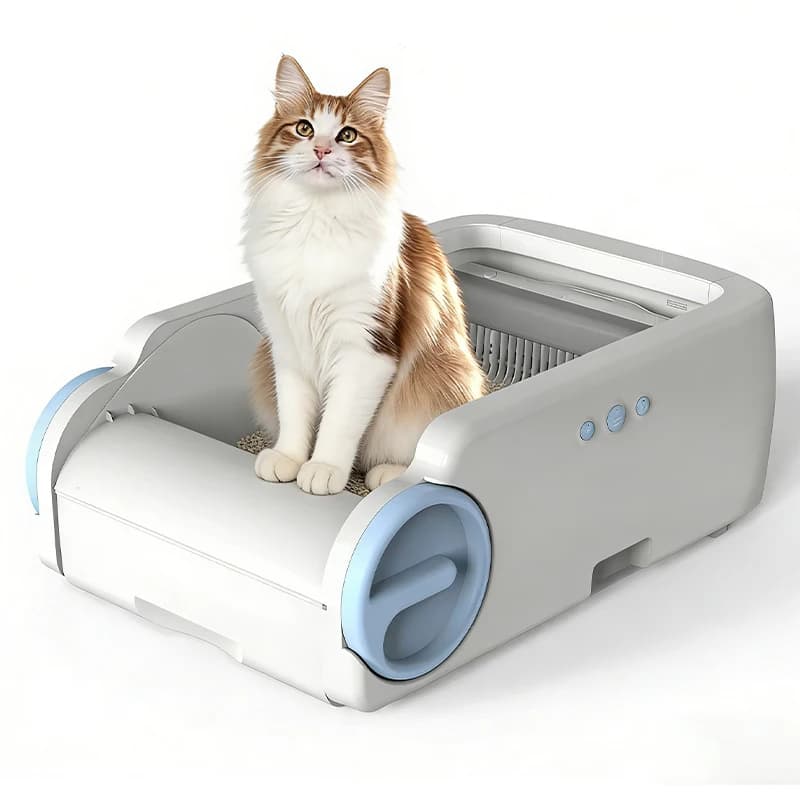 Lettiera per gatti autopulente controllata Smart WiFi Toilette per animali domestici di grandi dimensioni antispruzzo e senza odori con sistema di pulizia automatico