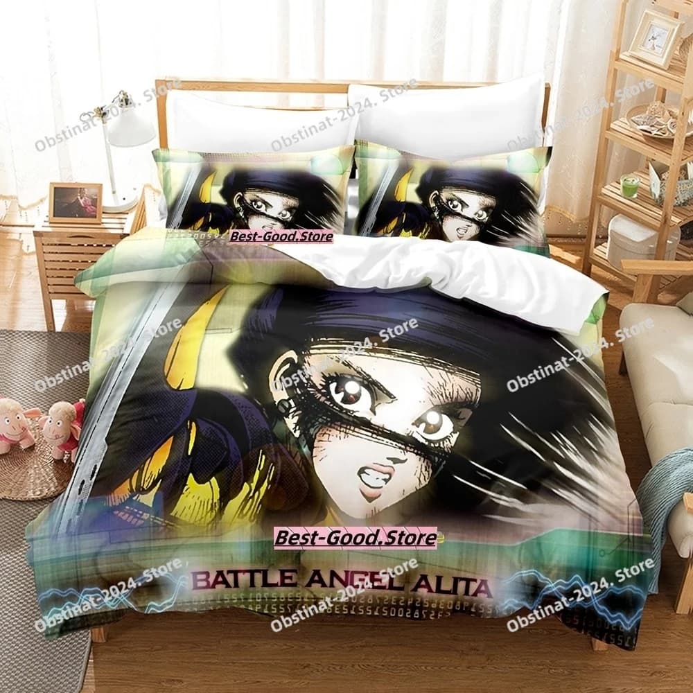 2024 Battle Angel Alita Set biancheria da letto Singolo Twin Completo Queen King Size Set letto per bambini adulti Set copripiumino Anime Lenzuolo