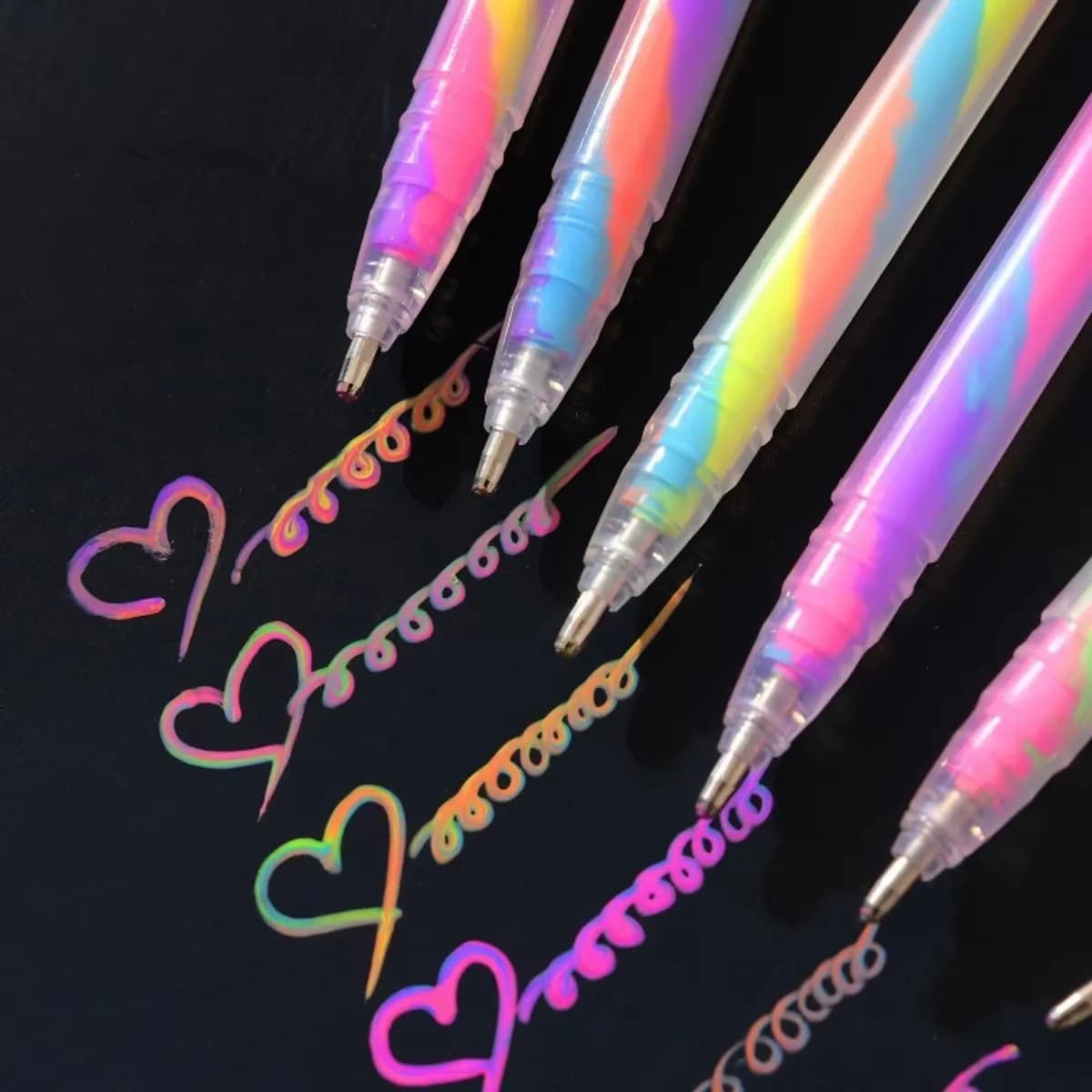 Set di 6 evidenziatori in gel glitterato da 1,2 mm, colori vivaci, scrittura liscia, pittura, perfetti per riviste, biglietti d'auguri artigianali fai da te