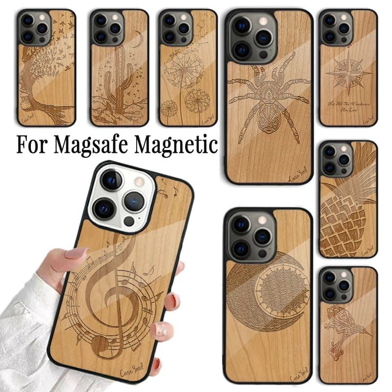 Cover per iPhone con motivo Dandelion Dragon Fly Wood per iPhone 17 16 15 14 13 12 11 Pro Max Plus Magnetica per Magsafe
