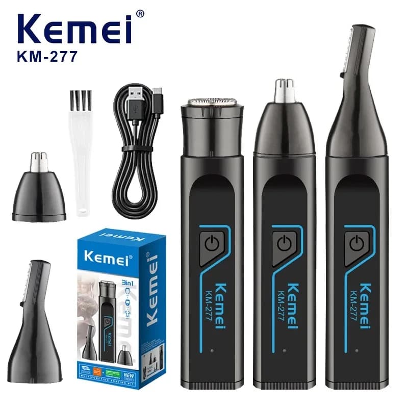 Kit 3 in 1 Kemei, Mini Electric Body Razor, Earrings, Eyebrows and Naso, Rechargeable Safety Razor KM-277