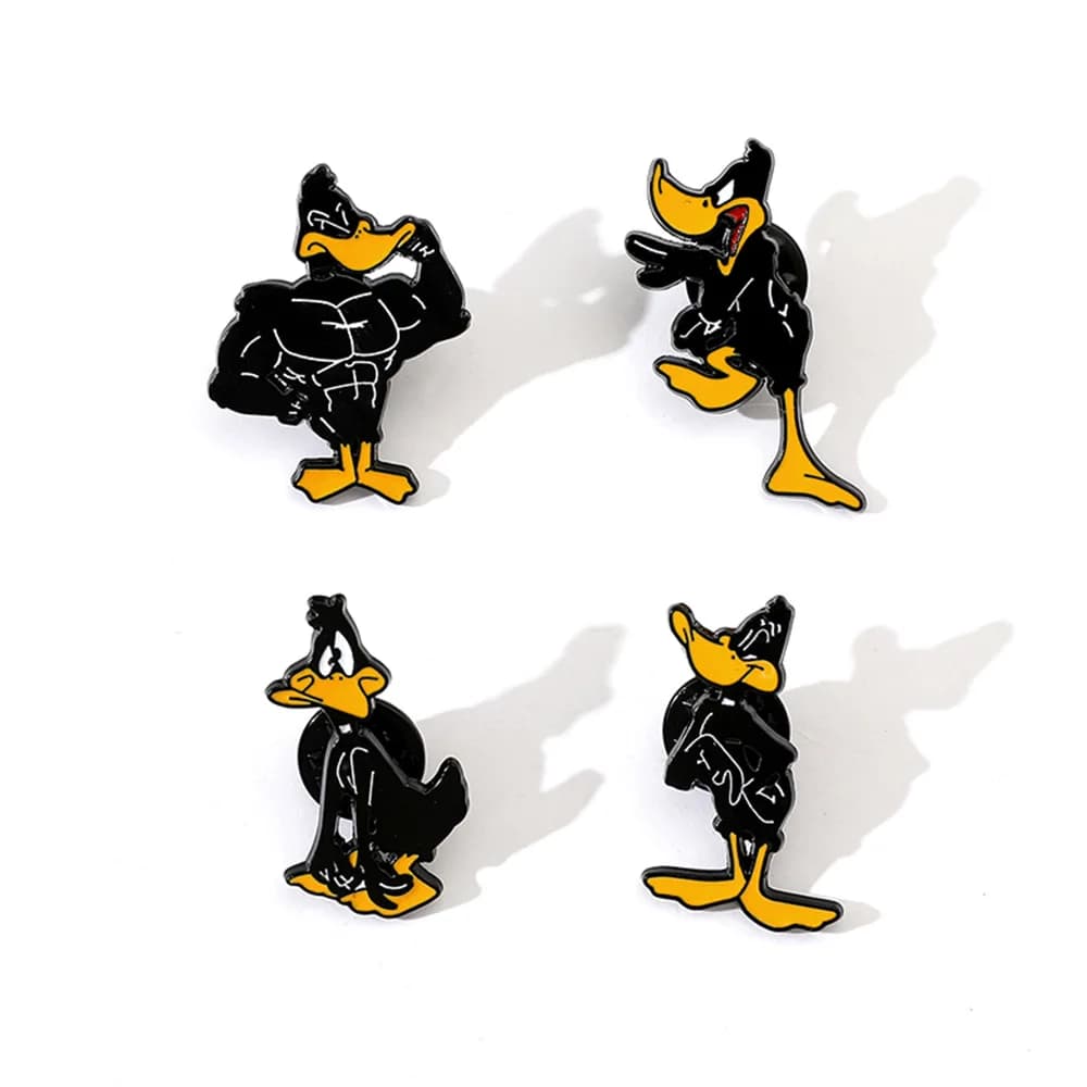 1 Set Spilla in Metallo a Forma di Anatra Daffy Duck, Stile Cartone Animato, Creativa, Divertente e Originale, con Smalto a Goccia, Accessorio Moda Anime