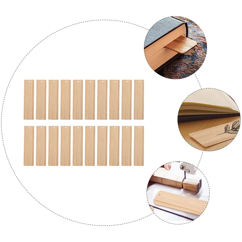 20Pcs Bamboo Blank Hanging Bookmark Set DIY Craft Bookmark for Students Teachers Christmas Birthday Party Classroom Wall Tree