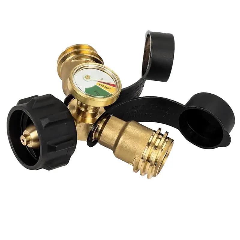 Splitter per propano B84B a 2 vie con manometro, adattatore per fornelli da campeggio, stufe, barbecue