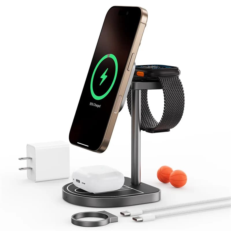 KUXIU X85 Magnetic Wireless Charging Support Basket Charging Support for iPhone 17 16 15 14 13 Pro/Max, Apple Watch/AirPods