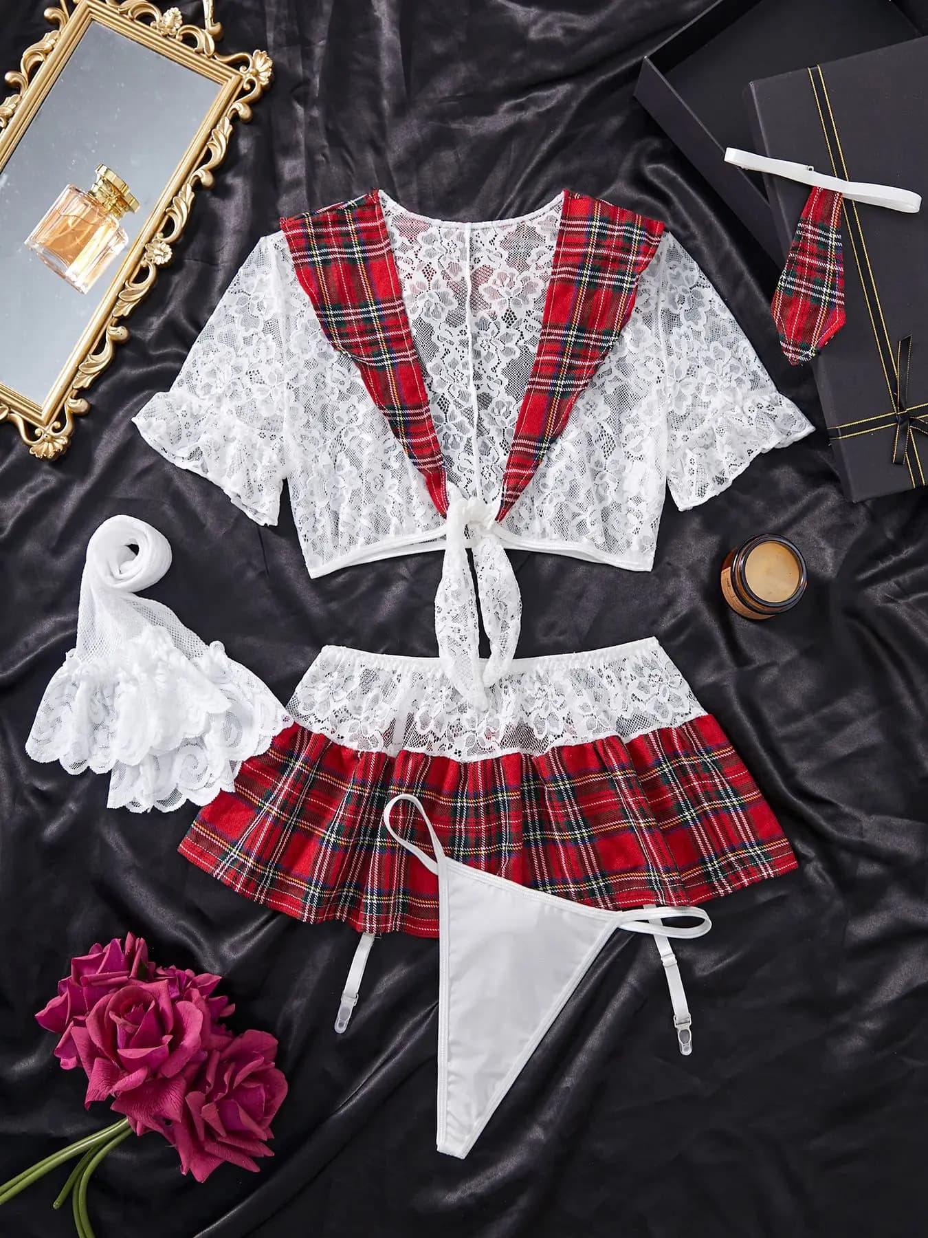 Sexy Schoolgirl Costume for Cosplay, Erotic Lingerie, Female Underwear, Sexy Outfit by Student, Babydoll for Role Games