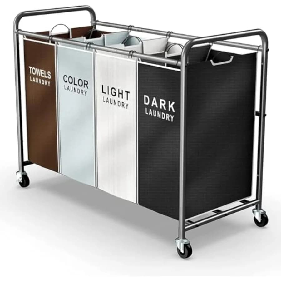Shopping cart with 4 parts: Organizer with Wheels Lockable and Removable Bags, 180L Wheel White Paper Basket