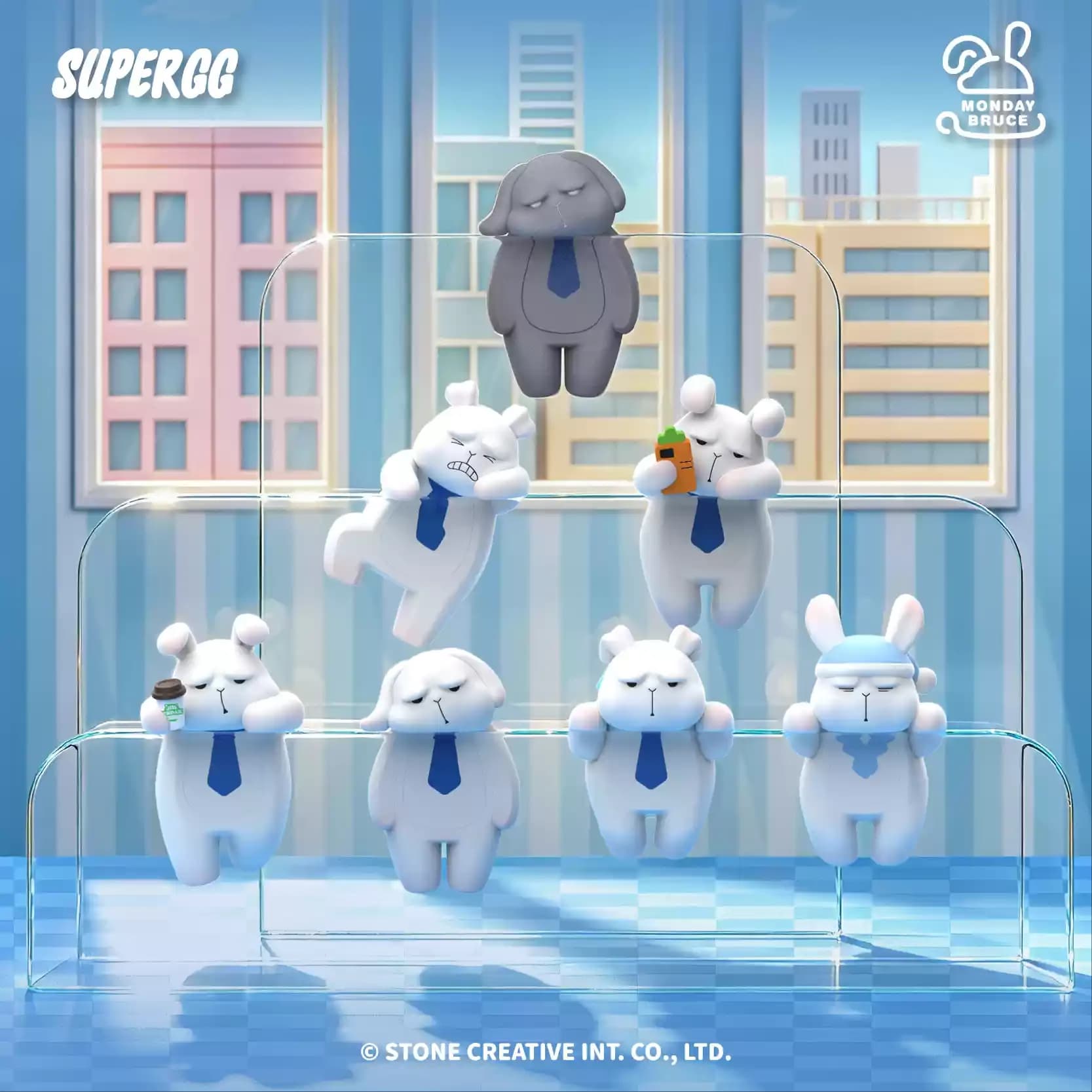 Supergg Monday Bruce Series Blind Box Nano Adhesive Sticky Figurine Desktop Phone Case Decoration For Office Workers In Stock