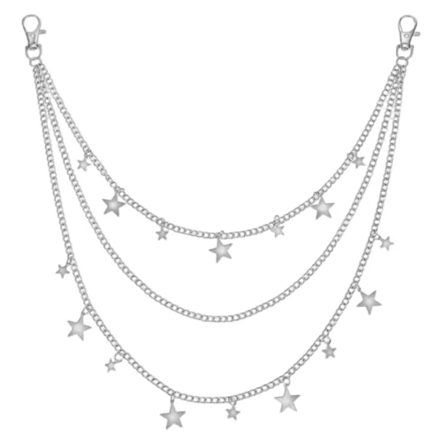 Star Chain for Jeans, Pocket Chain Goth Punk Chains Belt, Jean Belts for Men Women Layered Chunky Hip Hop Pants Punk Jean Walle