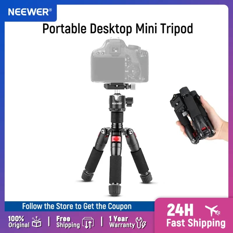 NEEWER Portable Desktop Mini Tripod Aluminum Alloy 20''/ 50cm Desk Tripod with 360 Degree Ball Head, 1/4 inch Quick Shoe Plate