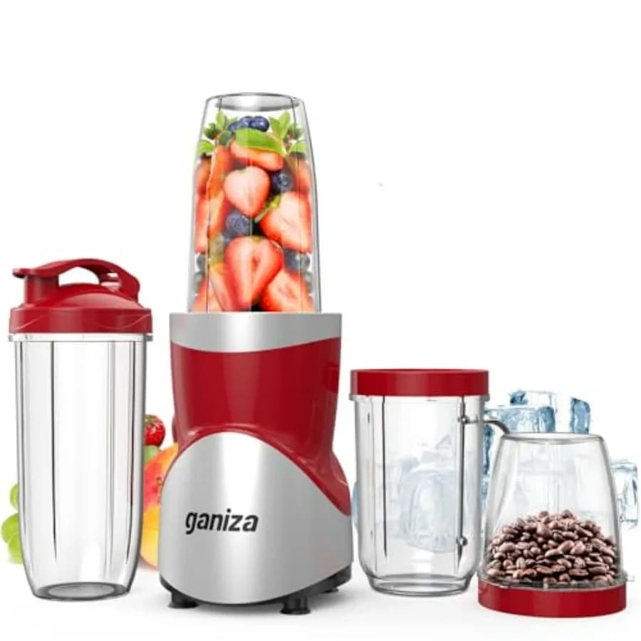 900W Blender for Frullati and Smoothie, Set of 15 Pieces with Personal Blender and Kitchen Tripper, with 4 Containers Without BPA