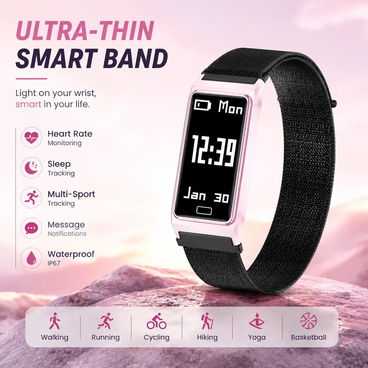 LIGE New Smart Bracelet Ultra-thin Heart Rate Blood Oxygen Sleep Monitor IPX8 Waterproof Smart Watch Sports Women Men Smart Band