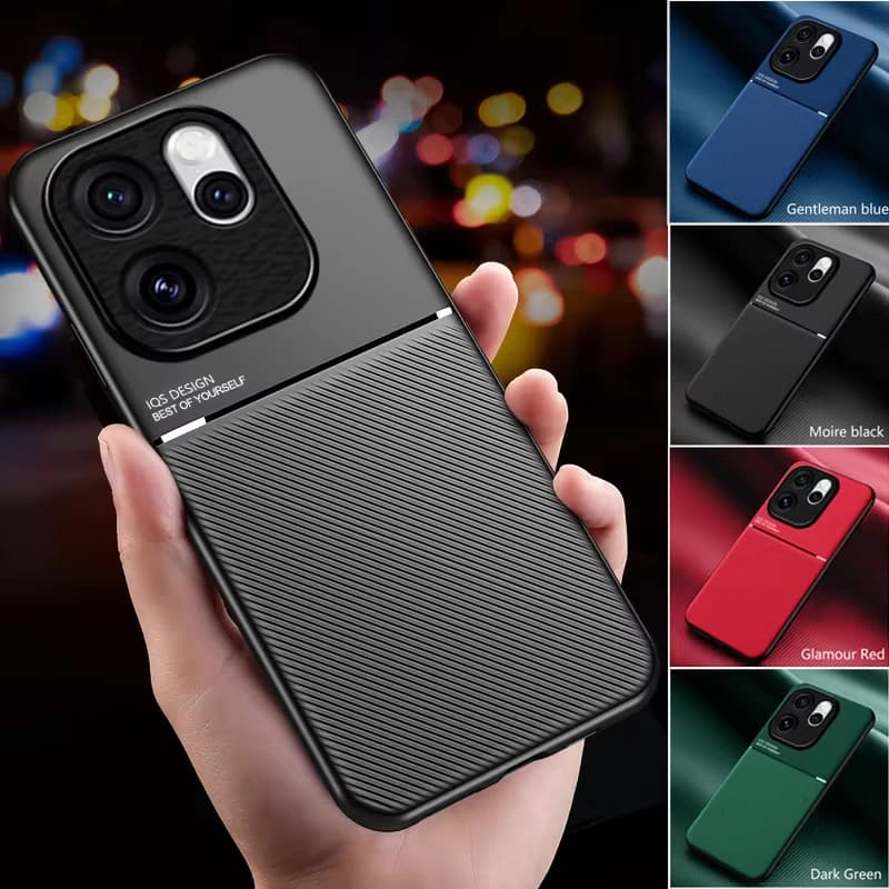 Custodia per OPPO Reno 15 Pro con supporto magnetico da auto, in pelle, cover posteriore per OPPO Reno 15