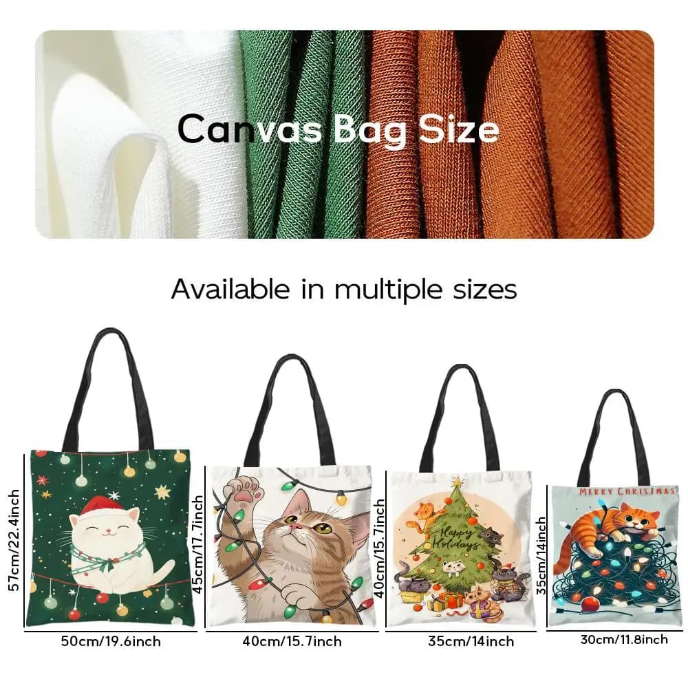 Surprise Christmas decorations mall Storage Bags Canvas Tote Bag - Festive Large Capacity Handbag for Picnic Travel Shopping